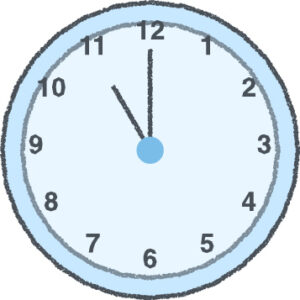 時計 イラスト クレヨン風 11時 スカイブルー 無料