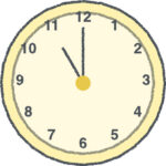 時計 イラスト クレヨン風 11時 イエロー 無料