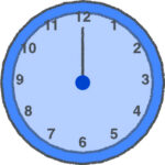 時計 イラスト クレヨン風 12時 ブルー 無料