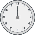 時計 イラスト クレヨン風 12時 グレー 無料