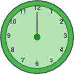 時計 イラスト クレヨン風 12時 グリーン 無料