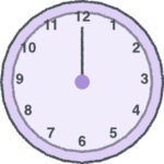 時計 イラスト クレヨン風 12時 ラベンダー 無料