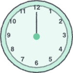 時計 イラスト クレヨン風 12時 ミント 無料