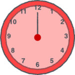 時計 イラスト クレヨン風 12時 レッド 無料