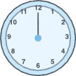 時計 イラスト クレヨン風 12時 スカイブルー 無料