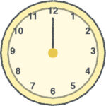 時計 イラスト クレヨン風 12時 イエロー 無料