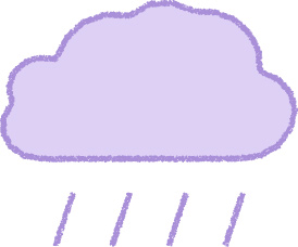雨雲 イラスト ラベンダー 梅雨 シンプル クレヨン風 かわいい おたより 資料 無料