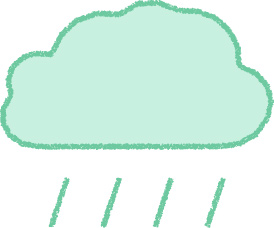 雨雲 イラスト ミント 梅雨 シンプル クレヨン風 かわいい おたより 資料 無料