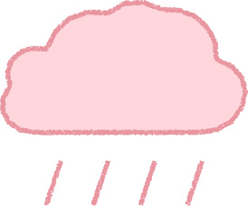 雨雲 イラスト ピンク 梅雨 シンプル クレヨン風 かわいい おたより 資料 無料