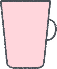 コップ イラスト ピンク クレヨン風 給食・食事 無料