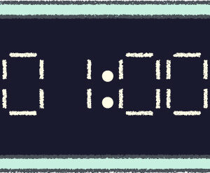 デジタル時計 イラスト クレヨン風 1時 ミント 無料