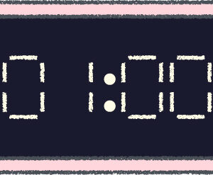 デジタル時計 イラスト クレヨン風 1時 ピンク 無料