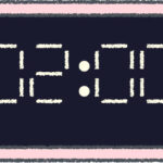 デジタル時計 イラスト クレヨン風 2時 ピンク 無料