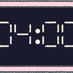 デジタル時計 イラスト クレヨン風 4時 ピンク 無料