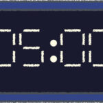 デジタル時計 イラスト クレヨン風 5時 ネイビー 無料