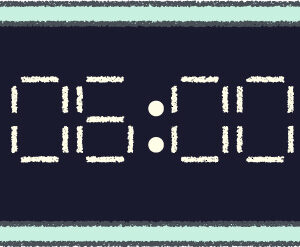 デジタル時計 イラスト クレヨン風 6時 ミント 無料