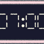 デジタル時計 イラスト クレヨン風 7時 ピンク 無料