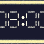 デジタル時計 イラスト クレヨン風 8時 イエロー 無料