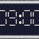 デジタル時計 イラスト クレヨン風 9時 グレー 無料