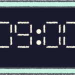 デジタル時計 イラスト クレヨン風 9時 ミント 無料