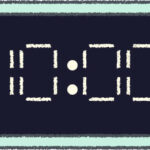 デジタル時計 イラスト クレヨン風 10時 ミント 無料