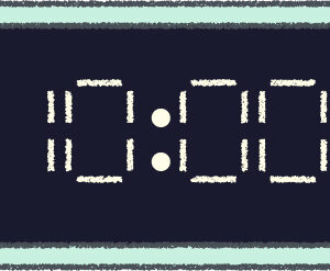 デジタル時計 イラスト クレヨン風 10時 ミント 無料