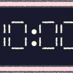 デジタル時計 イラスト クレヨン風 10時 ピンク 無料
