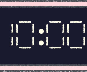 デジタル時計 イラスト クレヨン風 10時 ピンク 無料