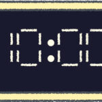 デジタル時計 イラスト クレヨン風 10時 イエロー 無料