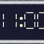 デジタル時計 イラスト クレヨン風 11時 グレー 無料