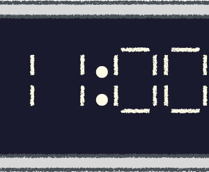 デジタル時計 イラスト クレヨン風 11時 グレー 無料