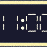 デジタル時計 イラスト クレヨン風 11時 イエロー 無料
