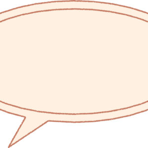ダブル吹き出し イラスト オレンジ シンプル クレヨン風 かわいい おたより 資料 無料