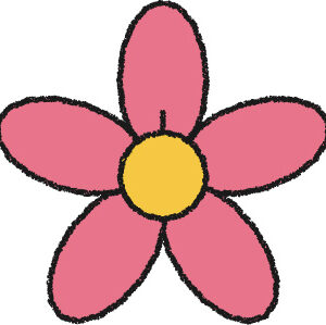 花（5枚花びら） イラスト クレヨン風 無料