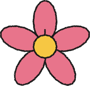 花（5枚花びら） イラスト クレヨン風 無料