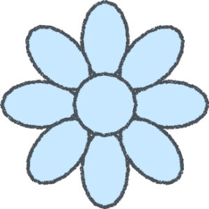 花 イラスト スカイブルー クレヨン風 飾り・デコ 無料