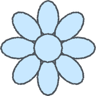 花 イラスト スカイブルー クレヨン風 飾り・デコ 無料
