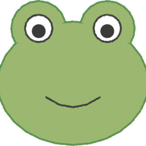 カエル イラスト 緑 梅雨 シンプル クレヨン風 かわいい おたより 資料 無料