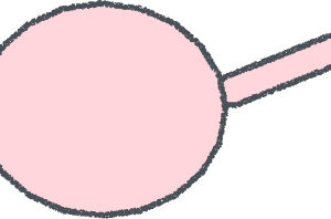 フライパン イラスト ピンク クレヨン風 料理・キッチン 無料