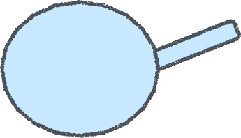 フライパン イラスト スカイブルー クレヨン風 料理・キッチン 無料