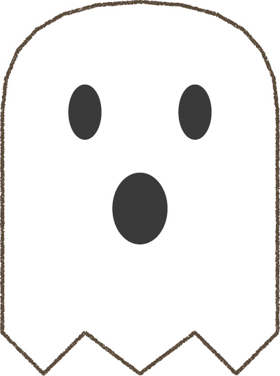 おばけ イラスト 白 ハロウィン シンプル クレヨン風 かわいい おたより 資料 無料
