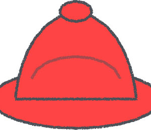 帽子 イラスト レッド クレヨン風 学校・運動会 無料