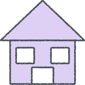 家 イラスト ラベンダー クレヨン風 不動産・暮らし 無料