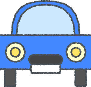 軽自動車 イラスト クレヨン風 ブルー 正面 無料