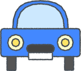 軽自動車 イラスト クレヨン風 ブルー 正面 無料