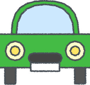 軽自動車 イラスト クレヨン風 グリーン 正面 無料