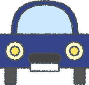 軽自動車 イラスト クレヨン風 ネイビー 正面 無料