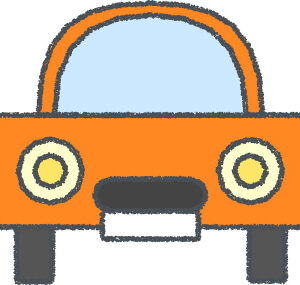 軽自動車 イラスト クレヨン風 オレンジ 正面 無料