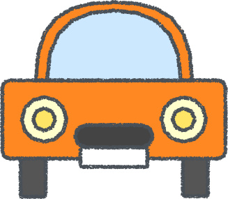 軽自動車 イラスト クレヨン風 オレンジ 正面 無料