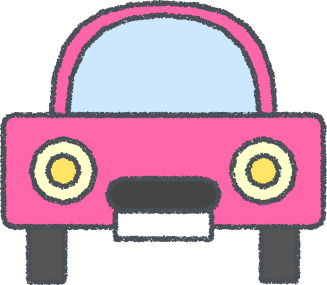 軽自動車 イラスト クレヨン風 ピンク 正面 無料